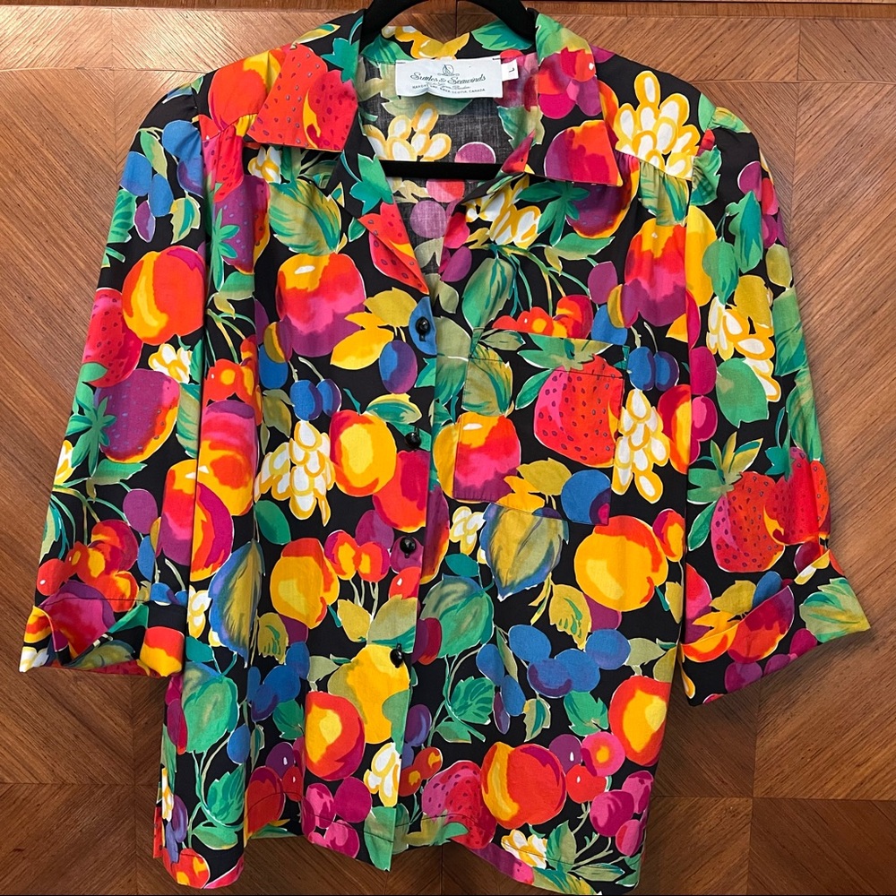 šØš¦ Vintage Nova Scotia Designer Vibrant Cotton Dress Shirt (Large)
